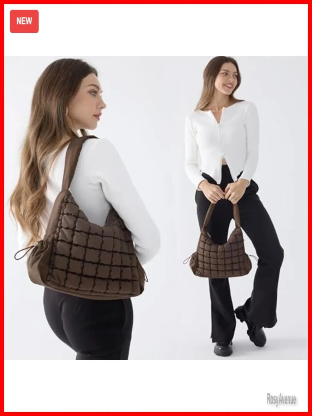 Puffer Quilted Shoulder Bag Hobo Handbag Lightweight Purse